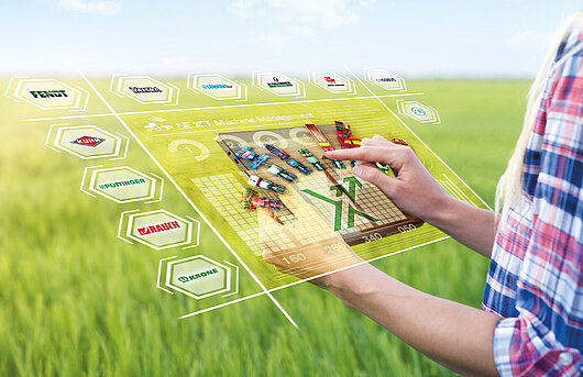 NEXT Machine Management Visual, das die herstellerunabhängige Vernetzung der Landmaschinen visualisiert
